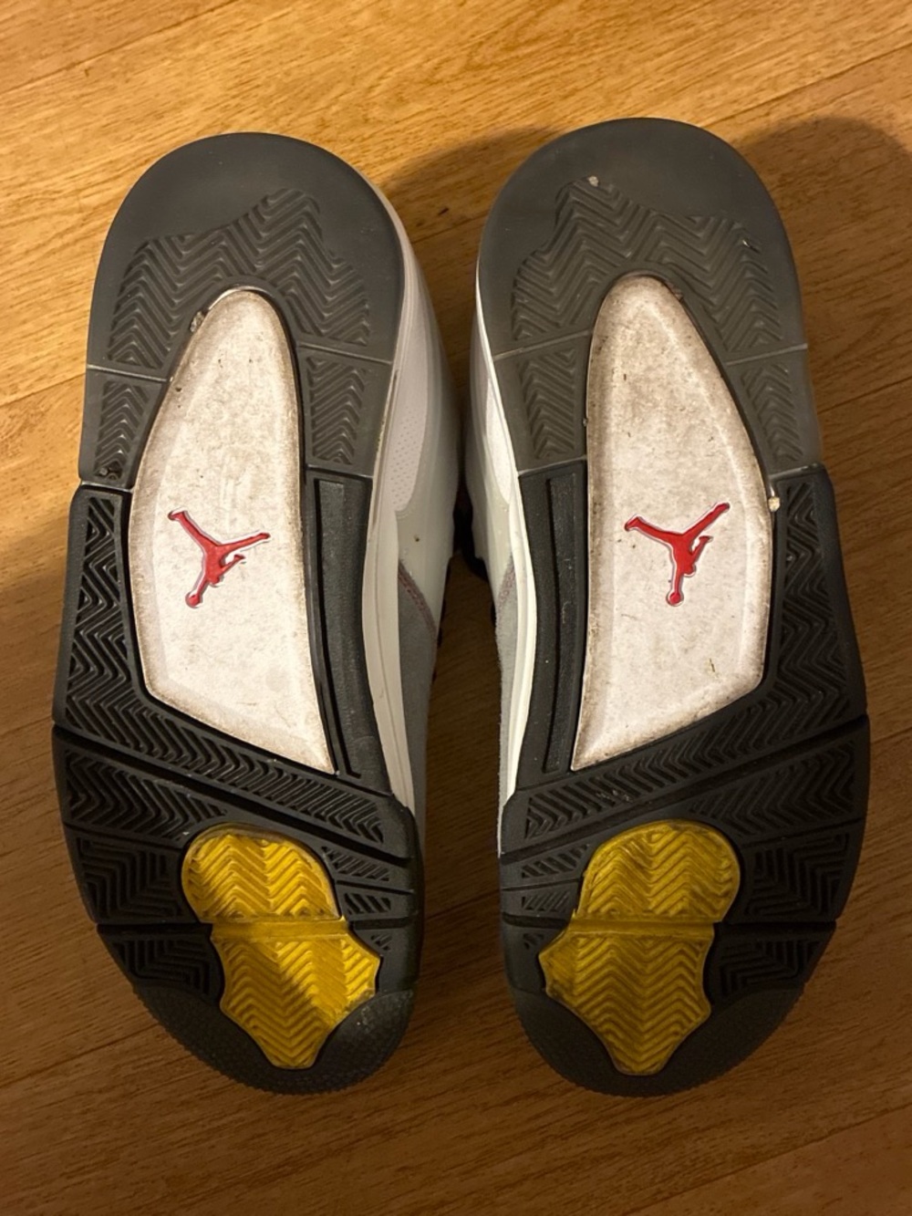 Jordan Men's Athletic Sneakers in White, Gray, Black with Red and Yellow Accents - Picture 5 of 5